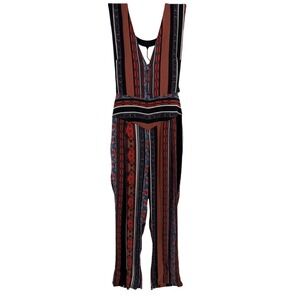 Free People Boho Jumpsuit Womens 4 Cropped Straight Leg Tie Back Festival